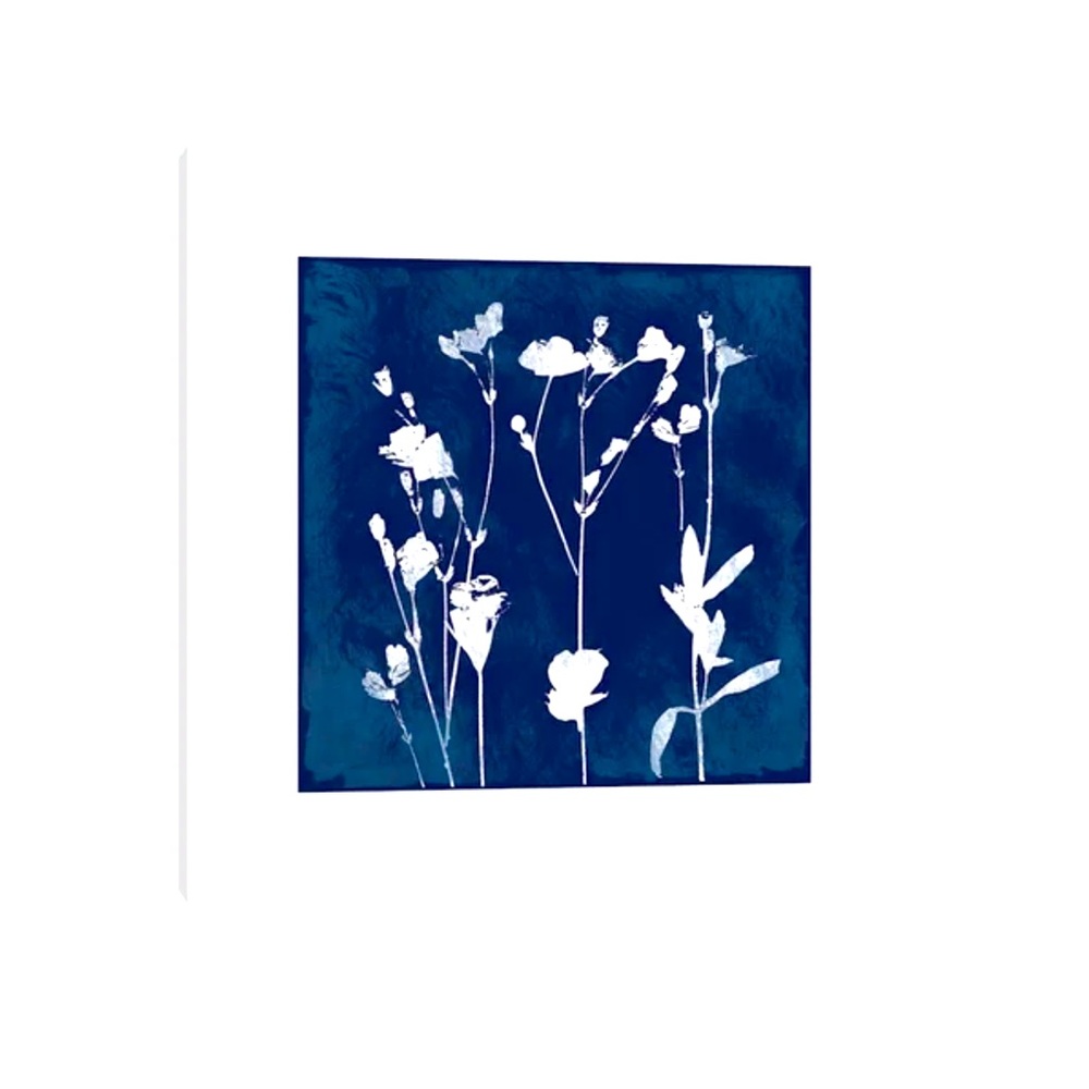 “Cyanotype Botanical I” Art Print on Canvas, 26” x 26” x 0.75” - Gorgeous Piece!